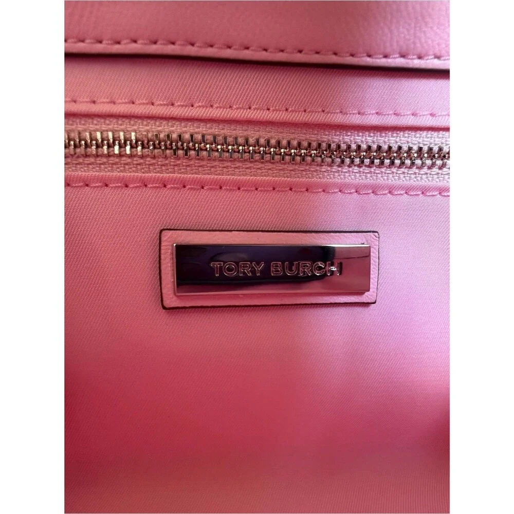 NWT Tory Burch Small Fleming Soft Convertible Shoulder Bag Pink Plie / Silver